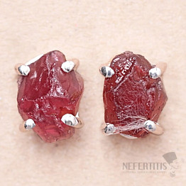 Garnet raw earrings silver Ag 925 E105