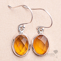 Cut amber earrings silver Ag 925 E11