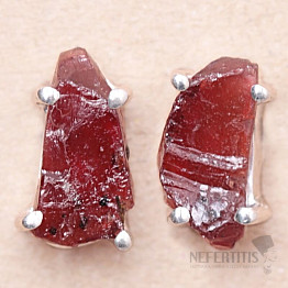 Garnet raw earrings silver Ag 925 E115