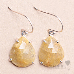 Sagenit crystal with rutile faceted earrings silver Ag 925 E129