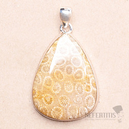 Coral fossil Indonesian pendant silver Ag 925 P135