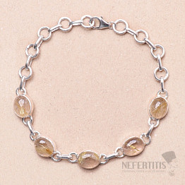 Sagenite crystal with rutile bracelet silver Ag 925 B139