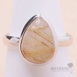 Sagenite crystal with rutile ring silver Ag 925 R1530