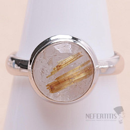 Sagenite crystal with rutile ring silver Ag 925 R1535