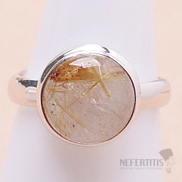 Sagenite crystal with rutile ring silver Ag 925 R1551