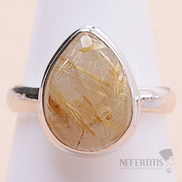 Sagenite crystal with rutile ring silver Ag 925 R1561