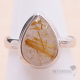 Sagenite crystal with rutile ring silver Ag 925 R1564