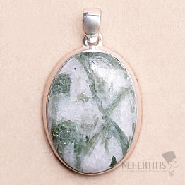 Green tourmaline in crystal pendant silver Ag 925 P169