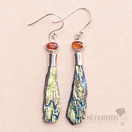 Kyanite iridescent titanium aura earrings silver Ag 925 E171