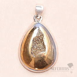 Agate druzy golden aura pendant silver Ag 925 P187