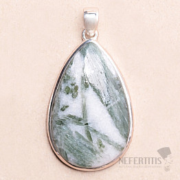 Green tourmaline in crystal pendant silver Ag 925 P187