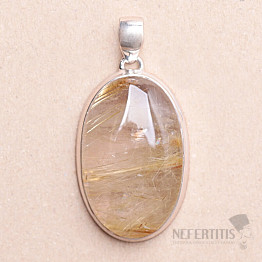 Sagenite crystal with rutile pendant silver Ag 925 P1905