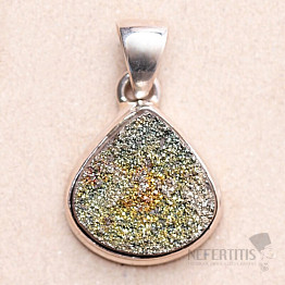 Pyrite rainbow pendant silver Ag 925 P192