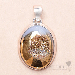 Agate druzy golden aura pendant silver Ag 925 P193