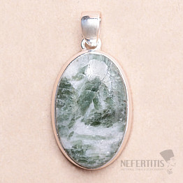 Green tourmaline in crystal pendant silver Ag 925 P196