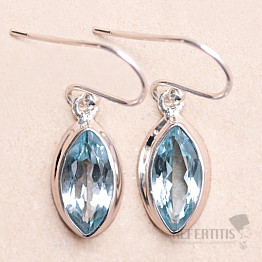 Topaz blue cut earrings silver Ag 925 LOT2