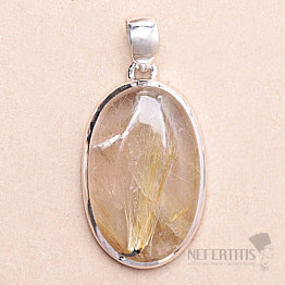 Sagenite crystal with rutile pendant silver Ag 925 P2014