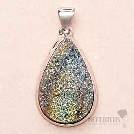 Pyrite rainbow pendant silver Ag 925 P203