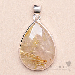 Sagenite crystal with rutile pendant silver Ag 925 P2127