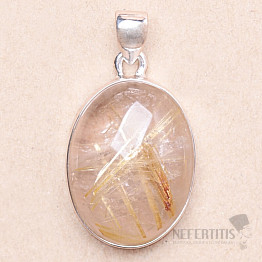 Sagenite crystal with rutile pendant silver Ag 925 P2137