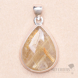 Sagenite crystal with rutile pendant silver Ag 925 P2139