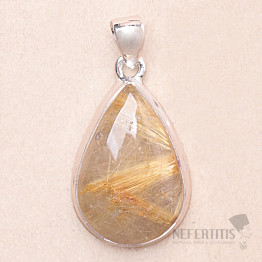 Sagenite crystal with rutile pendant silver Ag 925 P2140