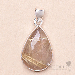 Sagenite crystal with rutile pendant silver Ag 925 P2141