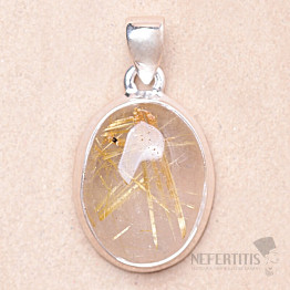 Sagenite crystal with rutile pendant silver Ag 925 P2145