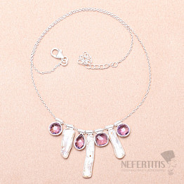 Pearls and amethyst necklace silver Ag 925 23632