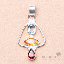 Citrine cut pendant silver Ag 925 24217