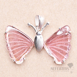 Tourmaline butterfly pendant silver Ag 925 LOT26