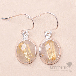 Sagenite crystal with rutile earrings silver Ag 925 E286