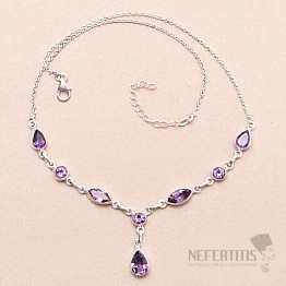 Amethyst cut necklace silver Ag 925 28742