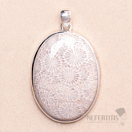 Coral fossil Indonesian pendant silver Ag 925 P292