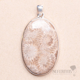 Coral fossil Indonesian pendant silver Ag 925 P296