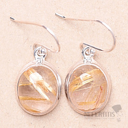 Sagenite crystal with rutile earrings silver Ag 925 E299