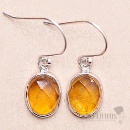 Cut amber earrings silver Ag 925 E30