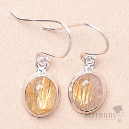 Sagenite crystal with rutile earrings silver Ag 925 E303