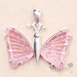 Tourmaline butterfly pendant silver Ag 925 LOT31