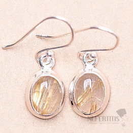 Sagenite crystal with rutile earrings silver Ag 925 E315