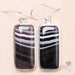 Black agate striped earrings silver Ag 925 E331