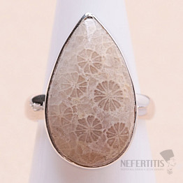 Coral fossil Indonesian ring silver Ag 925 R340