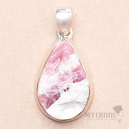 Tourmaline rubellite in crystal raw pendant silver Ag 925 P345