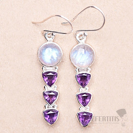 Moonstone rainbow earrings silver Ag 925 E3543