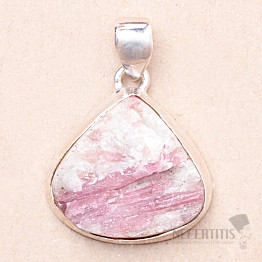 Tourmaline rubellite in crystal raw pendant silver Ag 925 P378