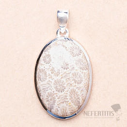 Coral fossil Indonesian pendant silver Ag 925 P395