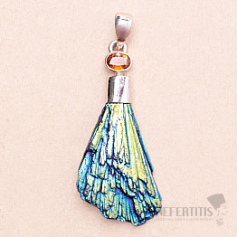 Kyanite iridescent titanium aura pendant silver Ag 925 P396