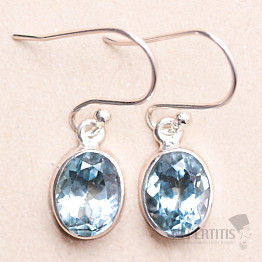 Topaz blue cut earrings silver Ag 925 LOT4