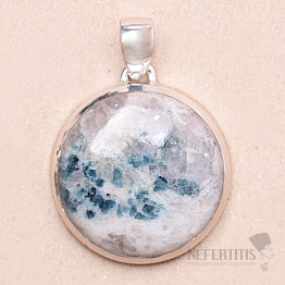 Blue tourmaline in mother rock pendant silver Ag 925 P40