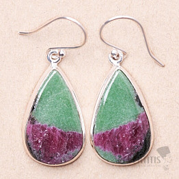 Ruby in zoisite silver earrings Ag 925 E424